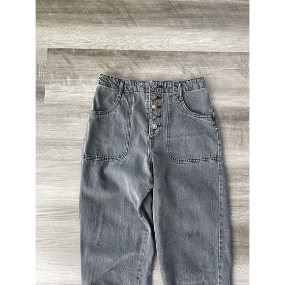 Forever 21 Faded Black Button Fly Jeans 25 High Rise Tapered E1 - Picture 4 of 6